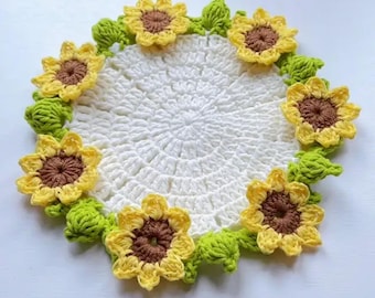 Sunflower Coaster Crochet Pattern PDF – Bright Floral Mug Rug, Easy Summer Crochet Project, Cute Gift Idea, Beginner Friendly Tutorial