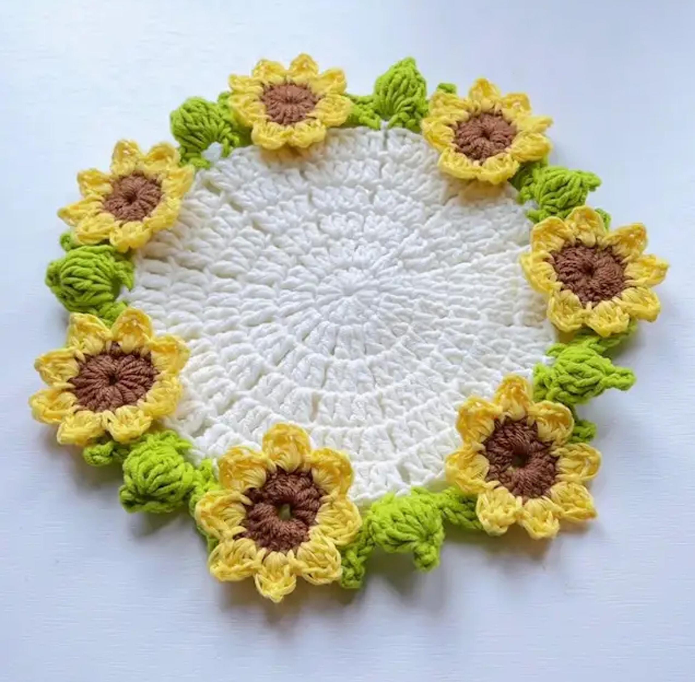 Sunflower Coaster Crochet Pattern PDF – Bright Floral Mug Rug, Easy ...