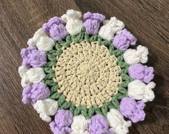 Bell Flower Coaster Crochet Pattern PDF – Cute Floral Mug Rug, Easy Crochet Flower Coaster, Spring Table Decor, Digital DIY Download