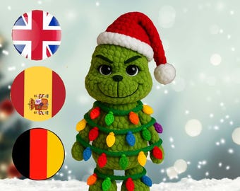 Le voleur de Noël au crochet, motif PDF, fil peluche amigurumi, jouet au crochet des fêtes, tutoriel pour débutants, peluches au crochet,