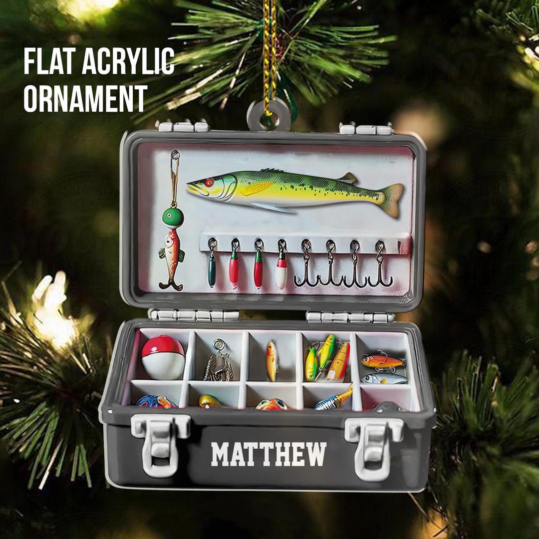Personalized Fishing Tackle Box Ornament - Custom Acrylic Christmas ...