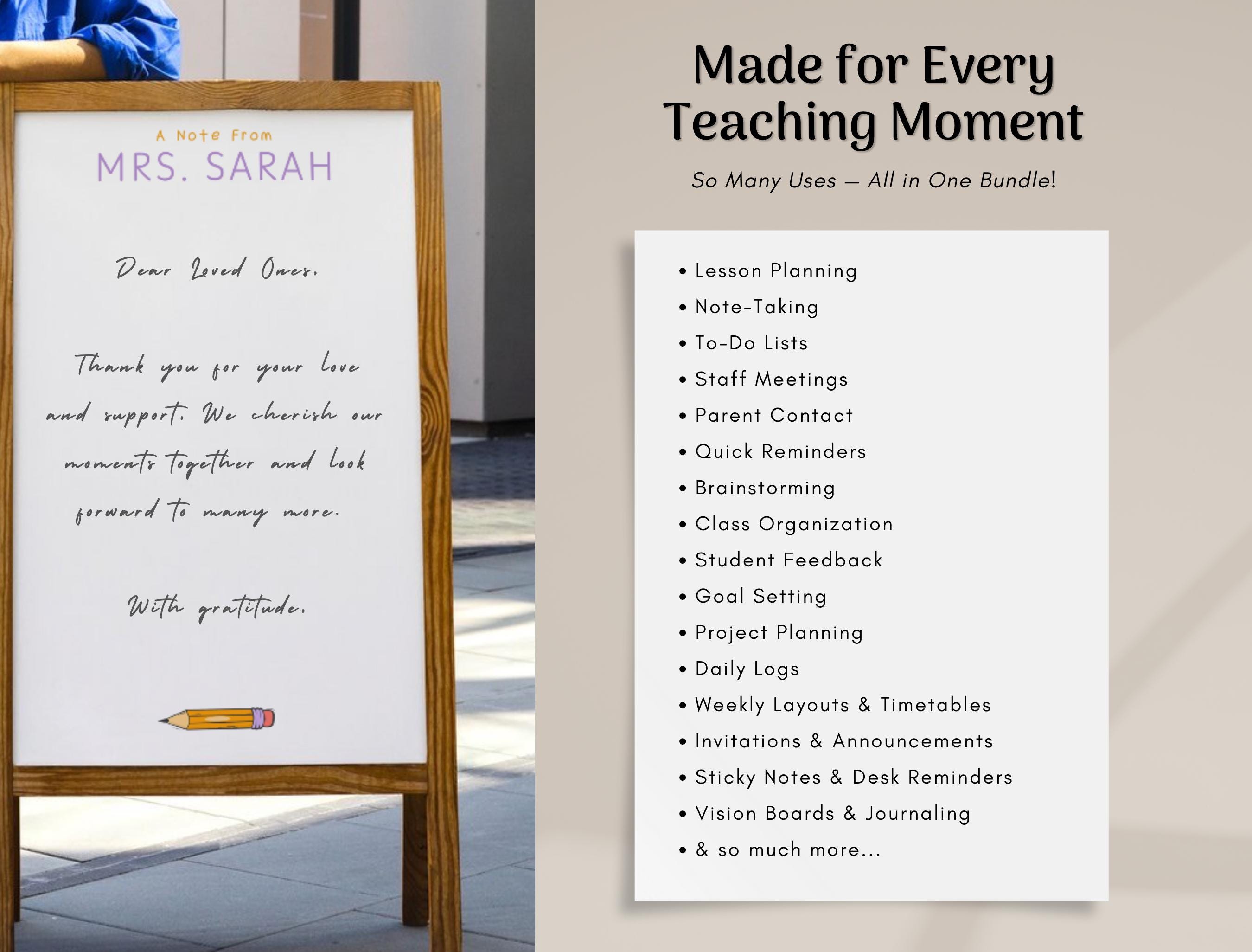 Personalized Teacher Notepad Bundle: Editable Canva Template, Teacher ...