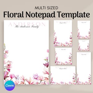 Bloc de notas floral personalizado: papelería personalizada, lista de tareas editable