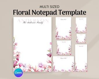 Bloc de notas floral personalizado: papelería personalizada, lista de tareas editable