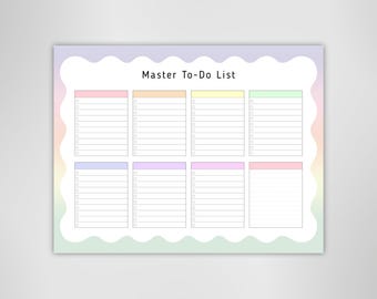 Pastel Master To-Do Lijst Printbaar: Kleurrijke Takenlijst Landschap (A4 & Letter PDF)