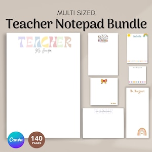 140 personliga anteckningsblock för lärare: Redigerbar Canva-mall, att-göra-lista för lärare, anteckningar