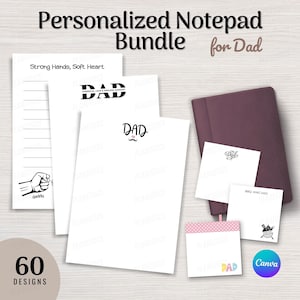 Cadeau personnalisé pour papa Bloc-notes personnalisé Idées cadeaux pour la fête des pères Papeterie Notes adhésives Modèle canva modifiable