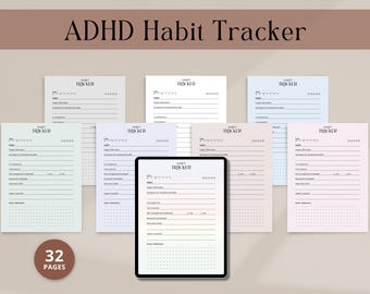 ADHD Habit Tracker: Printable Daily Planner, Productivity Chart (PDF Download A4/A5/US Letter)