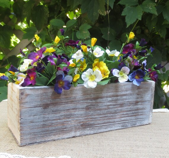 Items similar to Wood Box Vase Planter Box Rustic Wedding Centerpieces