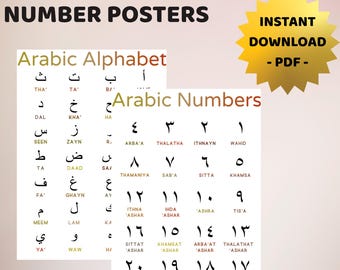 Arabic Alphabet and Number Poster, Muslim Kids Poster, Homeschool Classroom Arabic Letters, Digital Print, Arabic Wall Art Kids Nursery