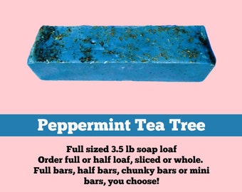 SOAP - 3.5 lb Peppermint Tea Tree Handmade Soap Loaf, Wholesale Soap Loaves, Vegan Soap, Cold Processed Soap, Natural Soap, FREE SHIPPING