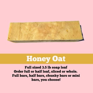 SOAP 3.5 lb Honey Oat Soap Loaf, Wholesale Soap Loaves, Vegan Soap, Cold Processed Soap, Natural Soap, FREE SHIPPING image 1