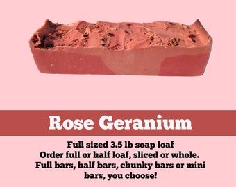 SOAP - 3.5 lb Rose Geranium Handmade Soap Loaf, Wholesale Soap Loaves, Vegan Soap, Cold Processed Soap, Natural Soap, FREE SHIPPING