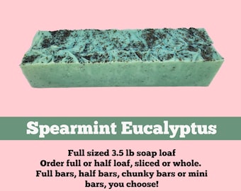 SOAP - 3.5 lb Spearmint Eucalyptus Handmade Soap Loaf, Wholesale Soap Loaves, Vegan Soap, Cold Processed Soap, Natural Soap, FREE SHIPPING