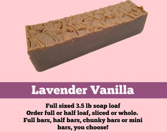 SOAP - 3.5 lb Lavender Vanilla Soap Loaf, Lavender Soap, Wholesale Soap Loaves, Vegan Soap, Cold Process Soap, Natural Soap, FREE SHIPPING