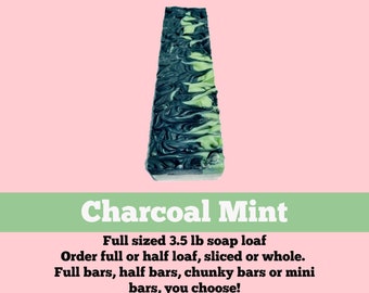 SOAP 3.5 lb Charcoal Mint Soap Loaf, Wholesale Soap, Vegan Soap, Cold Processed Soap, Natural Soap, Christmas Gift, FREE SHIPPING
