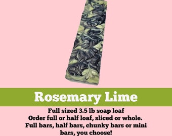 SOAP - 3.5 lb Rosemary Lime Activated Charcoal Soap Loaf, Wholesale Soap Loaves, Vegan Soap, Cold Processed Soap, Natural Soap, Christmas