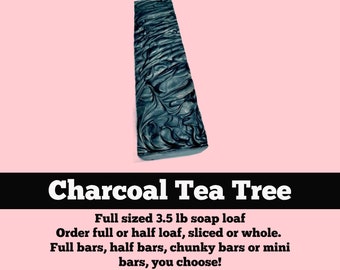 SOAP 3.5 lb Charcoal Tea Tree Soap Loaf, Wholesale Soap, Vegan Soap, Cold Processed Soap, Natural Soap, Christmas Gift, FREE SHIPPING