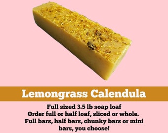 SOAP - 3.5 lb Calendula Lemongrass Soap Loaf, Wholesale Soap Loaves, Vegan Soap, Cold Processed Soap, Natural Soap, FREE SHIPPING
