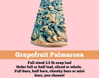 SOAP 3.5 lb Grapefruit Palmarosa Activated Charcoal Soap Loaf, Wholesale Soap, Vegan Soap, Cold Processed Soap, Natural Soap, Christmas Gift