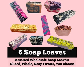 SOAP - 6 assorted 3.5 lb Handmade Soap Loaves, Wholesale Soap Loaves, Vegan Soap, Soap Gifts, Wedding favors, Shower Favors, FREE SHIPPING