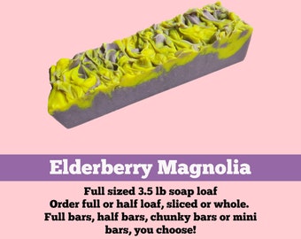 SOAP 3.5 lb Elderberry Magnolia Soap Loaf, Wholesale Soap, Vegan Soap, Cold Processed Soap, Natural Soap, Christmas Gift, FREE SHIPPING