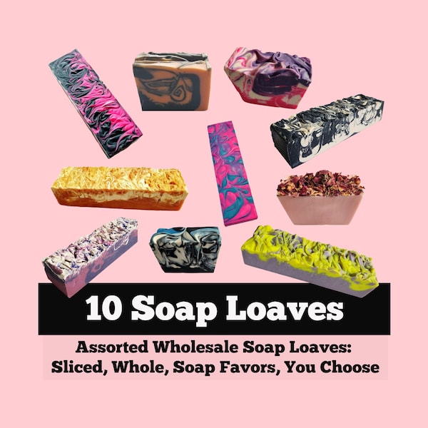 SOAP - 10 assorted 3.5 lb Handmade Soap Loaves, Wholesale Soap, Vegan Soap, Soap Gifts, Wedding favors, Shower Favors, FREE SHIPPING