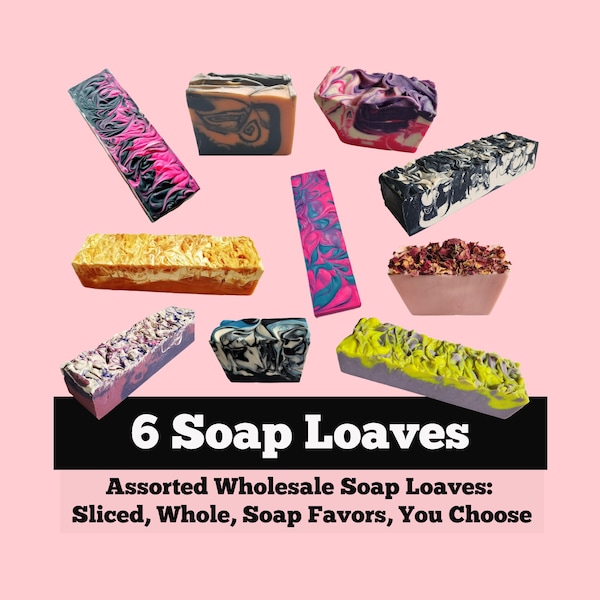 SOAP - 6 assorted 3.5 lb Handmade Soap Loaves, Wholesale Soap Loaves, Vegan Soap, Soap Gifts, Wedding favors, Shower Favors, FREE SHIPPING