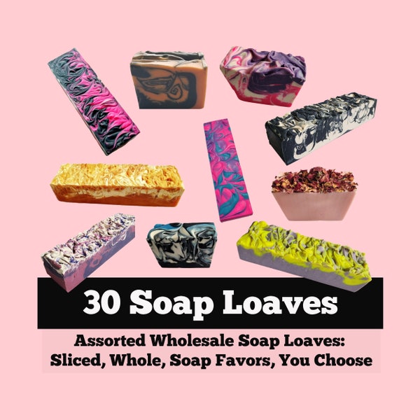 SOAP | 30 assorted 3.5 lb Handmade Soap Loaves, Wholesale Soap, Vegan Soap, Soap Gifts, Wedding favors, Shower Favors, FREE SHIPPING
