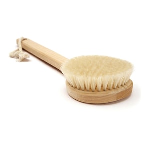 Natural bristle body brush, vegan body brush, dry body brush, sisal bristle body brush, zero waste body brush, short handled 8 body brush image 1