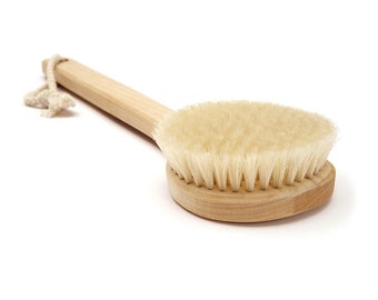 Natural bristle body brush, vegan body brush, dry body brush, sisal bristle body brush, zero waste body brush, short handled 8" body brush