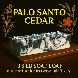 Palo Santo Cedar Soap Loaf – 3.5 lb Vegan Artisan Soap Loaves • Woodsy Essential Oils • Bulk Soap for Gifts, Craft Fairs, or Personal Use