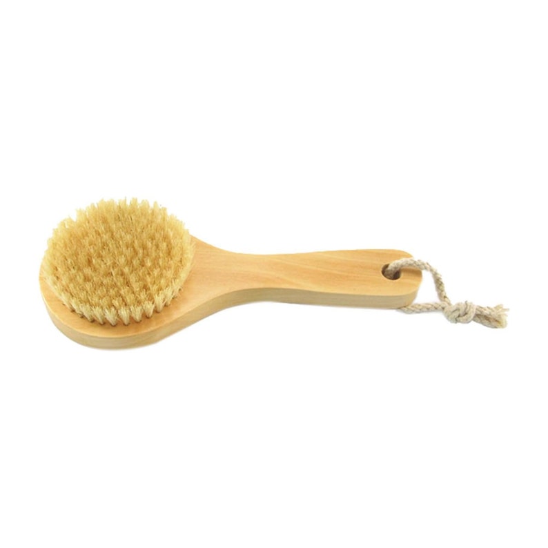 Natural bristle body brush, vegan body brush, dry body brush, sisal bristle body brush, zero waste body brush, short handled 8 body brush image 4