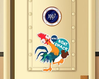 Imán para nevera con diseño de barco de helados Heihei con Mickey/Imán para nevera con diseño de Moana Pua Hei Hei/Imán divertido para puerta de crucero Hei Hei Moana OHZR20