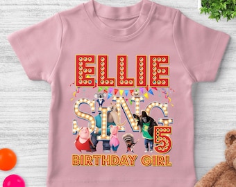 Camiseta de cumpleaños "Sing", camiseta de cumpleaños, camiseta de Buster Moon, camisetas de cumpleaños familiares, camiseta de cumpleaños infantil, camiseta de cumpleaños de la película "Sing" AXLS27