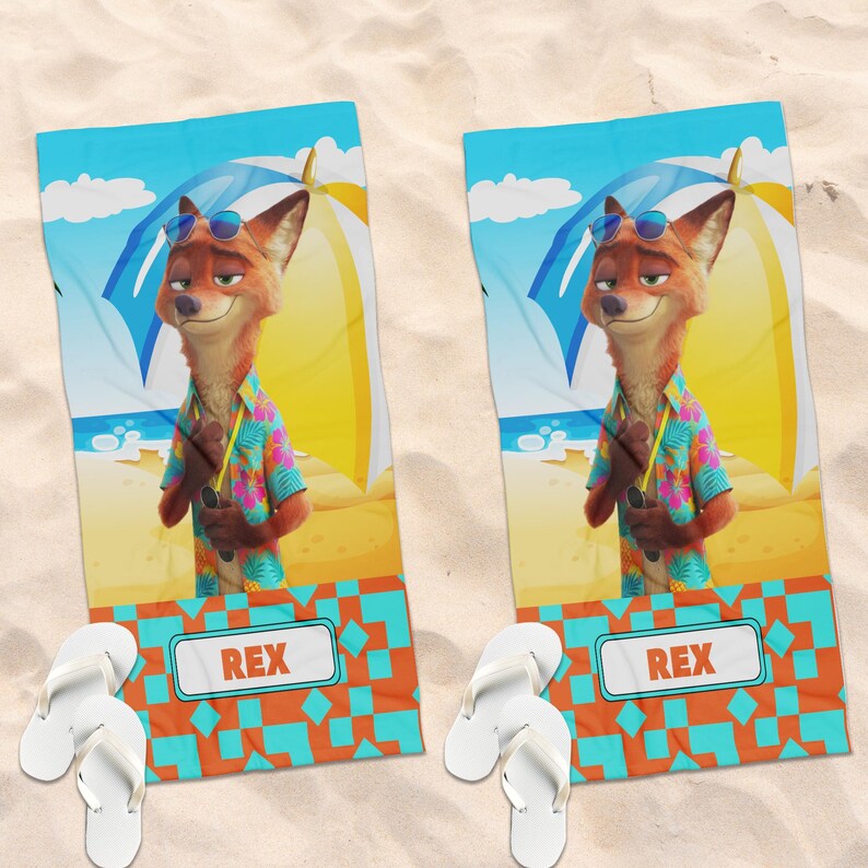 Personalized Zootopia Beach Towels/Custom Disney Cartoon Beach Towel/Shower Summer Vacation Gift/Monogram Towel, Kids Beach Towel OITQ23 zdjęcie 7