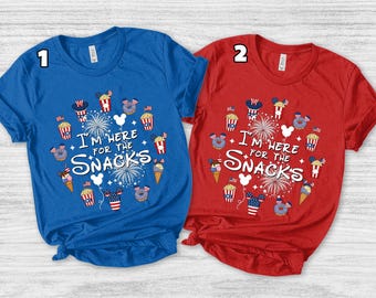 Camiseta Disney "Estoy aquí por bocadillos", Camiseta Disney para parejas de vacaciones, Camiseta Disney para viajes, Camiseta Disney para el 4 de julio, Camiseta Disney Snacks SLVB16