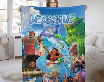Custom Name Moana Maui Blanket, Moana 2 Movie Blanket, Moana Princess Blanket, Moana Characters Blanket, Princess Moana Blanket KDMN14