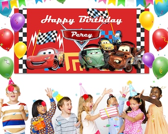 Disney Cars Theme Backdrop Banner, Birthday Banner, birthday decoration, Photo backdrop KCKE34