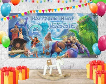 Moana Birthday, Moana Birthday Banner, Custom Moana Backdrop, Kids Birthday Decor, Custom Birthday Backdrop KDMN14