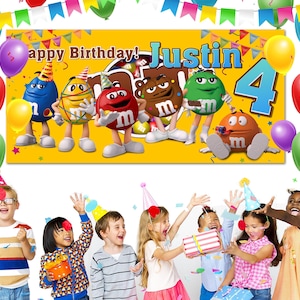M&M Candy Family Birthday Backdrop/MandM Candy Birthday Banner/MandM Candy Backdrop/Custom MandM Candy Birthday Backdrop OGUG40