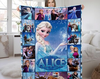 Manta polar de Frozen, manta de princesa Elsa, manta de Elsa y Anna para sofá cama, regalos de Navidad de Magic Kingdom, regalos de cumpleaños AXH219