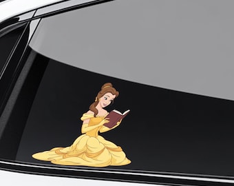 Belle Peeker Peeking Car Window Decals - Bumper Waterproof Stickers, Beauty and the Beast Sticker, Disney stickers AXHE19