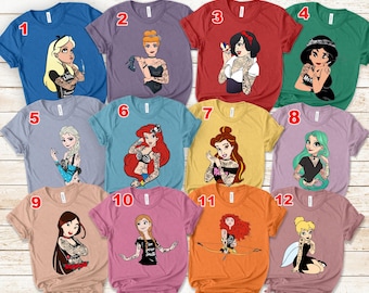 Disney Tattoo Princess Shirt, Disney Princess Shirt, Tattoo Disney Princess Shirt, Disney Characters Shirt, Disney Vacation Shirt K-18022303