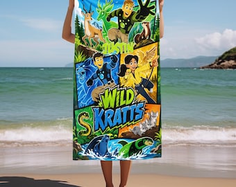 Personalized Wild Kratts Beach Towel/Wild Kratts Beach Towel/Custom Nursery Beach Towel/Custom Wild Kratts Towels OISC20
