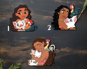 Moana Sticker Hei Hei and Pua Together Snuggling Peeker Peeking Car Window Decals - Bumper Waterproof Stickers AXHE10