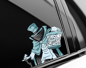 Hatbox Ghost Haunted Mansion Peeker Bumper Sticker/Haunted Mansion Car/Window Decal/The Hitchhiking Ghosts Disney Ghosts Peekaboo OHUN17