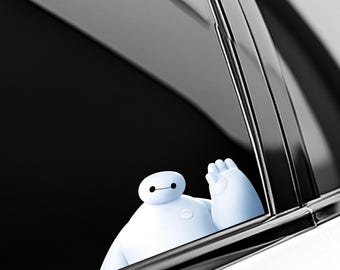 Baymax Big Hero 6 Peeker Sticker – Funny Baymax Peeking Vinyl Decal, Waterproof Transparent Car & Laptop Sticker OHUF34