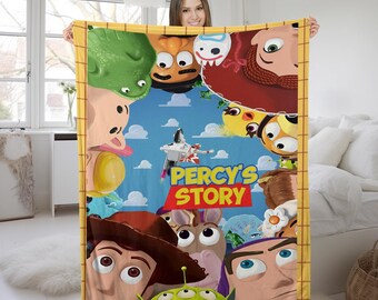 Disney Toy Story Blanket, Custom Name Disney Blanket, Woody Buzz Lightyear Jessie Toy Story Blanket, Gift for Boy or Girl KCUL06