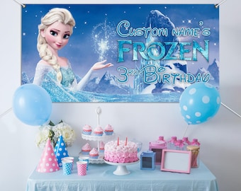 Frozen Birthday Banner, Elsa Banner, Elsa Personalized Banner, Frozen Birthday Party Banner Decoration SJ1B16